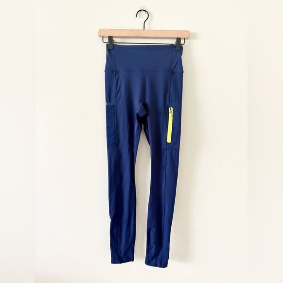 Fabletics Trinity Motion 365 HW Utility Legging in Navy and Yellow - Size XS - Picture 2 of 6